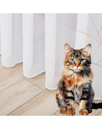 KOCIOODPORNA gładka firana z ołowianką, kolor biały wysokość 320 cm - sprzedawana na metry