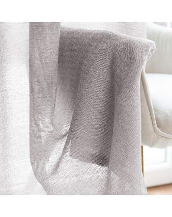 Dekoracyjna zasłonka z zagęszczanej siateczki z błyszczącą nicią, na taśmie marszczącej, kolor jasny szary, rozmiar 145x245 cm, Mirella