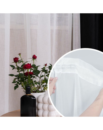 Firana o strukturze lnu uszyta na tunelu, kolor śmietankowy, szerokość do 180 cm - szyta na wymiar