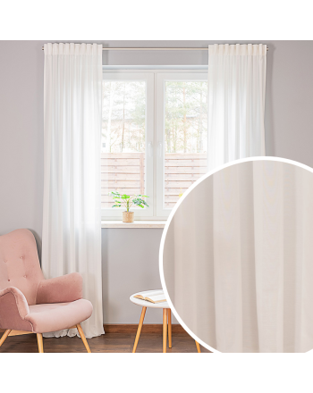 Biała, śmietankowa zasłona typu batyst na taśmie, lekka jak firana, kilka rozmiarów, Basic
