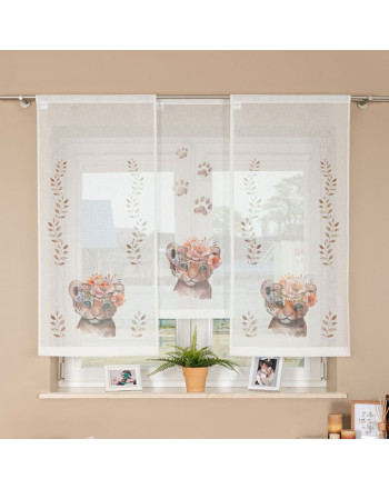 Panel firanowy o strukturze lnu do pokoju dziecięcego z motywem tygrysa, dostępny w różnych rozmiarach