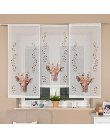 Panel firanowy o strukturze lnu do pokoju dziecięcego z motywem żyrafy, dostępny w różnych rozmiarach