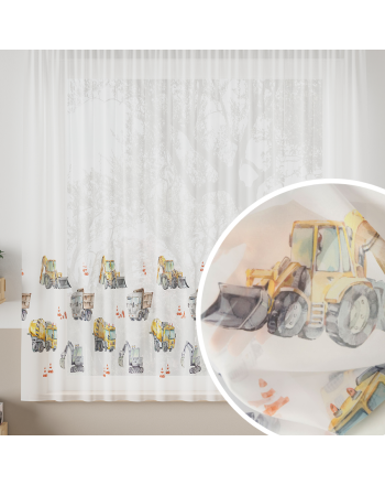 Firanka woalowa na przelotkach do pokoju dziecka Pojazdy, wysokość 155 cm, kolor musztardowy - szyta na wymiar