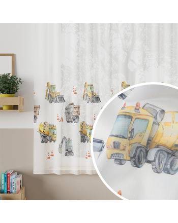 Firanka woalowa na taśmie wave do pokoju dziecięcego, drukowana, wysokość od 100 do 157 cm, Pojazdy - szyta na wymiar