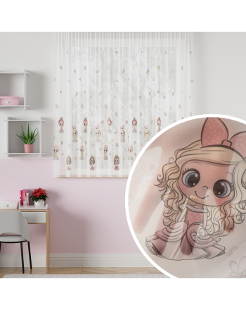 Firanka woal z ołowianką do pokoju dziecięcego Princess do szyny sufitowej wysokość 155 cm - szyta na wymiar