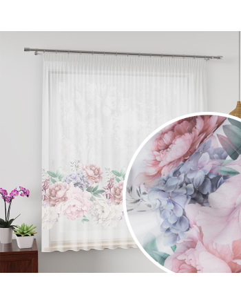 Firanka woalowa na taśmie z obciążnikiem w piwonie, Peoni