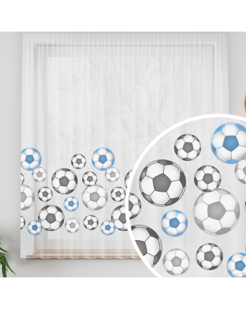 Firanka do pokoju dziecięcego, wysokość 155 cm, futbol - kolor niebieski