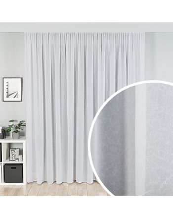 Firana woal kreszowany z obciążnikiem na tunelu, 000101, kolor biały - szyta na wymiar