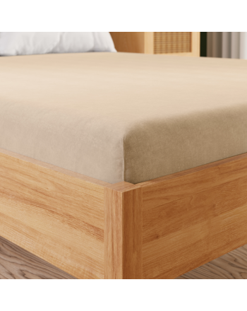 Beżowe prześcieradło z jerseyu premium z gumką