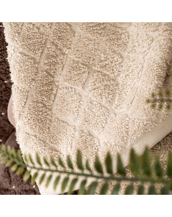 Ręcznik bawełniany z ozdobną, srebrną nitką, kolor jasno-beżowy, 2 rozmiary, Oliwier 