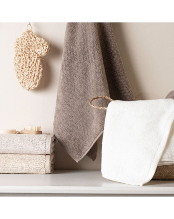 Ręcznik bawełniany w kolorze ciepłym brązowym, 2 rozmiary, Leon