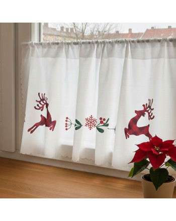 Zazdrostka świąteczna z mikrofibry z nadrukiem reniferów i śnieżynek, wzór Jelonki-Krata patchwork