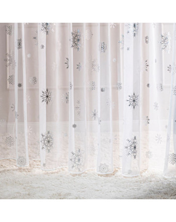 Firana świąteczna woalowa z obciążnikiem na metry wysokość 290 cm płatki śniegu Śnieżka