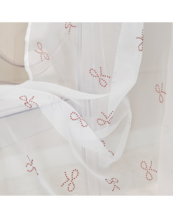 Firana do salonu na taśmie woal w diamentowe czerwone kokardki wstążki Ribbon 140x250 cm