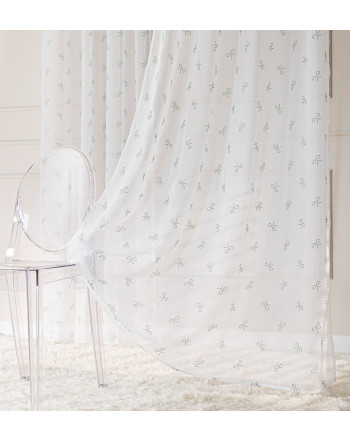 Firana z cyrkoniami do salonu na taśmie woal diamentowe zielone kokardki Ribbon 140x250 cm