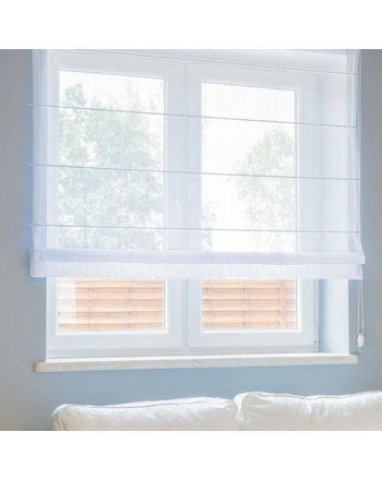 Roleta rzymska firanowa błyszcząca siatka, kolor biały - szyta na wymiar