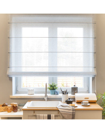 Gotowa roleta rzymska o strukturze lnu gładka, kolor szary, szerokość 80-180 cm, wysokość 160 cm