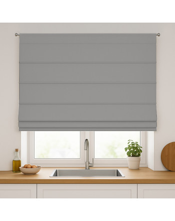 Roleta rzymska zaciemniająca na karnisz na sznurek, kolor szary - szyta na wymiar