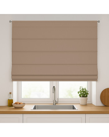 Roleta rzymska zaciemniająca na karnisz na sznurek, kolor chłodny beżowy - szyta na wymiar