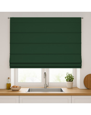 Roleta rzymska zaciemniająca na karnisz na sznurek, kolor butelkowy zielony - szyta na wymiar