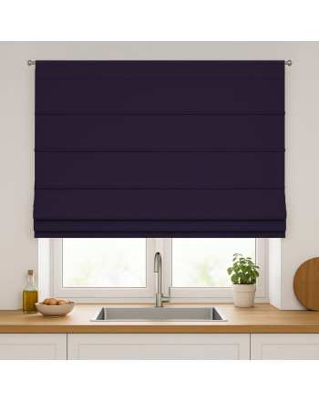 Roleta rzymska zaciemniająca na karnisz na sznurek, kolor śliwkowy fioletowy - szyta na wymiar