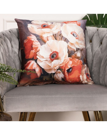 Poszewka dekoracyjna welwetowa z dwustronnym nadrukiem, rozmiar 40x40 cm, Poppy