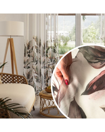 Firana z etaminy z ołowianką, kolorystyka zielono-brązowa, wysokość 295 cm, Samanta - sprzedawana na metry