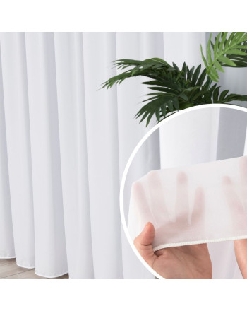 Firana woalowa silk z ołowianką, na taśmie,  kolor mlecznobiały, SILK00 - szyta na wymiar