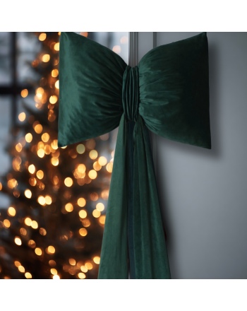 Poduszka świąteczna Kokarda welwetowa wisząca XXL butelkowa zieleń 40x160 cm Velvi
