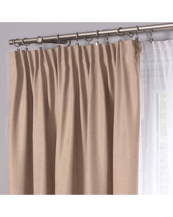Miękka zasłona gotowa na taśmie o strukturze płótna, rozmiar 140x250 cm kolor ciepły beżowy Idalia