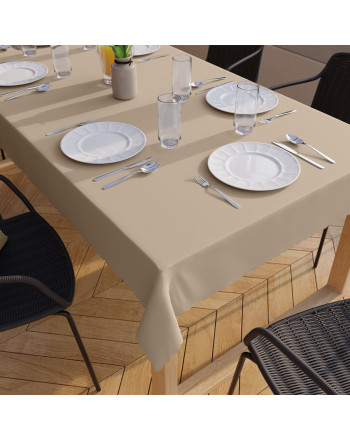 Obrus  z tkaniny wodoodpornej, kolor beżowy, wykończony chmurką, Lotus - szyty na wymiar 