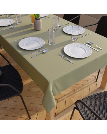 Obrus z tkaniny wodoodpornej, kolor szałwiowy, wykończony chmurką, Lotus - szyty na wymiar