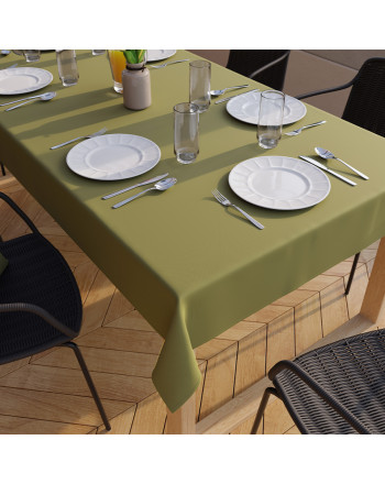Oliwkowy obrus wodoodporny gładki na listwie