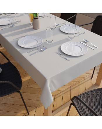 Obrus z tkaniny wodoodpornej, kolor szary, wykończony chmurką, Lotus - szyty na wymiar