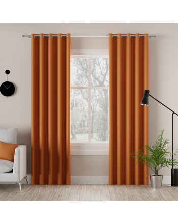Zasłona do salonu z tkaniny zaciemniającej typu blackout na przelotkach, kolor pomarańczowy, Dona - szyta na wymiar