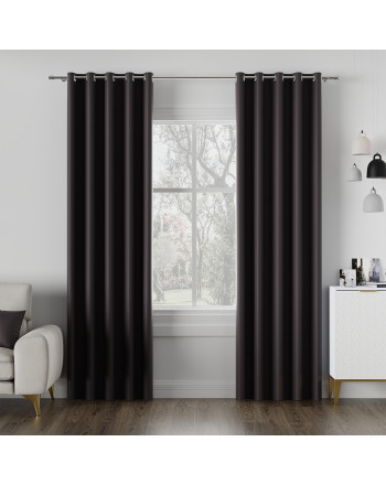 "Chłodnobrązowa zasłona zaciemniająca z metalowymi przelotkami – szyta na wymiar"