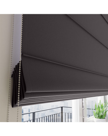 Roleta rzymska typu blackout, kolor ciemny chłodny brązowy 144 - szyta na wymiar