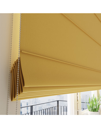 Roleta rzymska typu blackout, kolor żółty 202 - szyta na wymiar