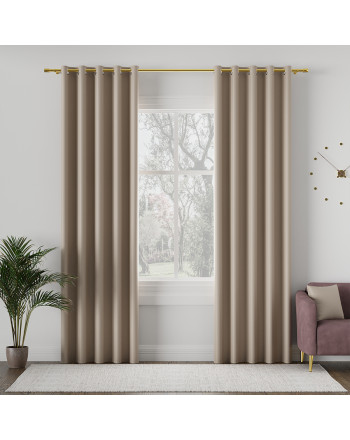 Zasłona do salonu z tkaniny zaciemniającej typu blackout na przelotkach, kolor jasny chłodny beżowy, Dona - szyta na wymiar