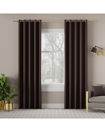 "Zasłona do salonu z tkaniny zaciemniającej typu blackout na przelotkach, kolor czekoladowo-brązowy, Dona - szyta na wymiar"