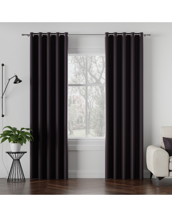 "Zasłona do salonu z tkaniny zaciemniającej typu blackout na przelotkach, kolor śliwkowo-fioletowy, Dona - szyta na wymiar"