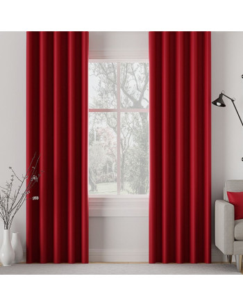 Zasłona do salonu z tkaniny zaciemniającej typu blackout na taśmie, kolor czerwony, Dona - szyta na wymiar