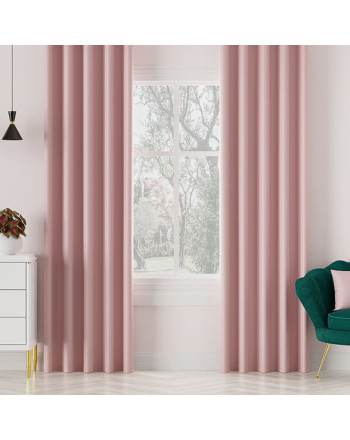 Zasłona do salonu z tkaniny zaciemniającej typu blackout na taśmie, kolor pastelowy różowy, Dona - szyta na wymiar