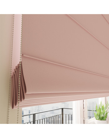 Roleta rzymska typu blackout, kolor pastelowy różowy - szyta na wymiar