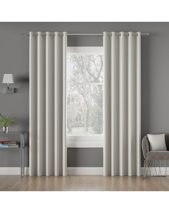 Zasłona do salonu z tkaniny zaciemniającej typu blackout na przelotkach, kolor pastelowy szary - szyta na wymiar