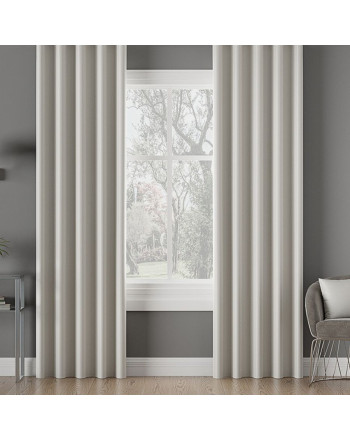 Zasłona do salonu z tkaniny zaciemniającej typu blackout na taśmie, kolor pastelowy szary - szyta na wymiar