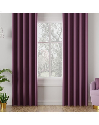 Zasłona do salonu z tkaniny zaciemniającej typu blackout na taśmie, kolor jagodowo-fioletowy, Dona - szyta na wymiar