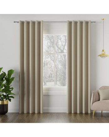 Zasłona do salonu z tkaniny zaciemniającej typu blackout na przelotkach, jasny kremowy - szyta na wymiar