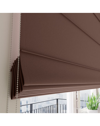 Roleta rzymska typu blackout, kolor ciemny ciepły brązowy 839 - szyta na wymiar