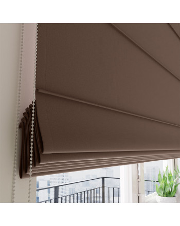 Roleta rzymska typu blackout, kolor chłodny brązowy - szyta na wymiar